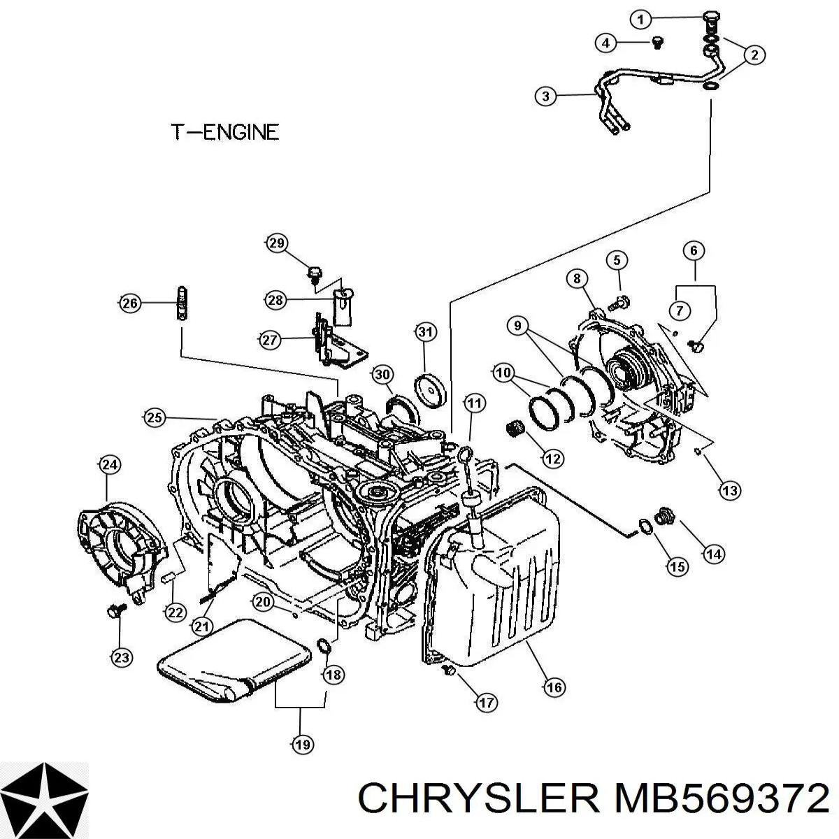 MB569372 Chrysler Пробка піддона двигуна