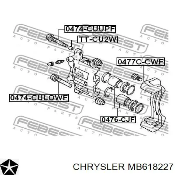 MB618227 Chrysler направляюча супорту переднього, нижня