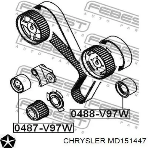 Ролик ременя ГРМ, паразитний MD151447 Chrysler