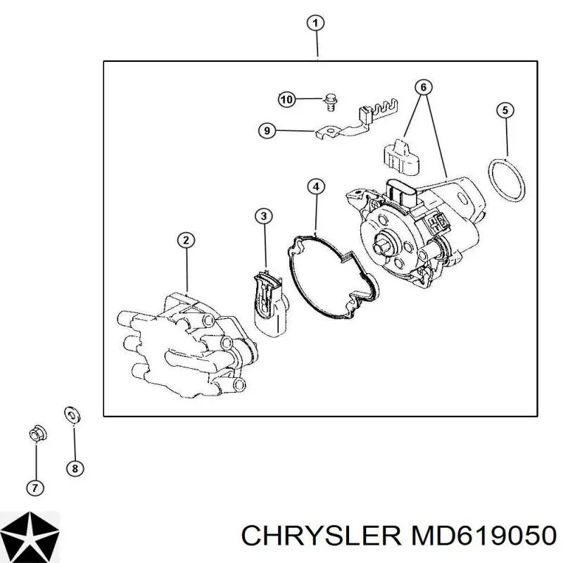 MD619050 Chrysler кришка розподільника запалювання/трамблера