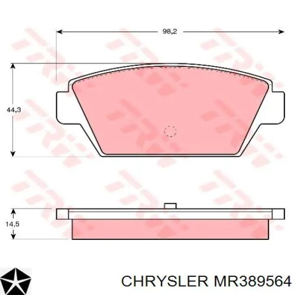 Задні гальмівні колодки Chrysler MR389564 ціна, від 14.12 USD