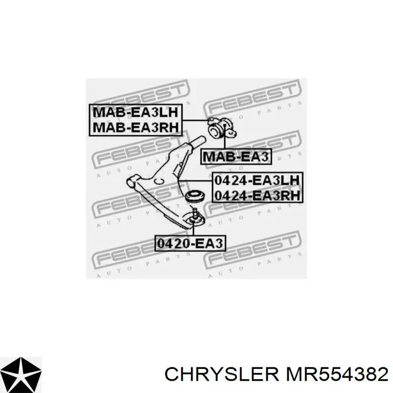 Сайлентблок переднього важеля MR554382 Mitsubishi