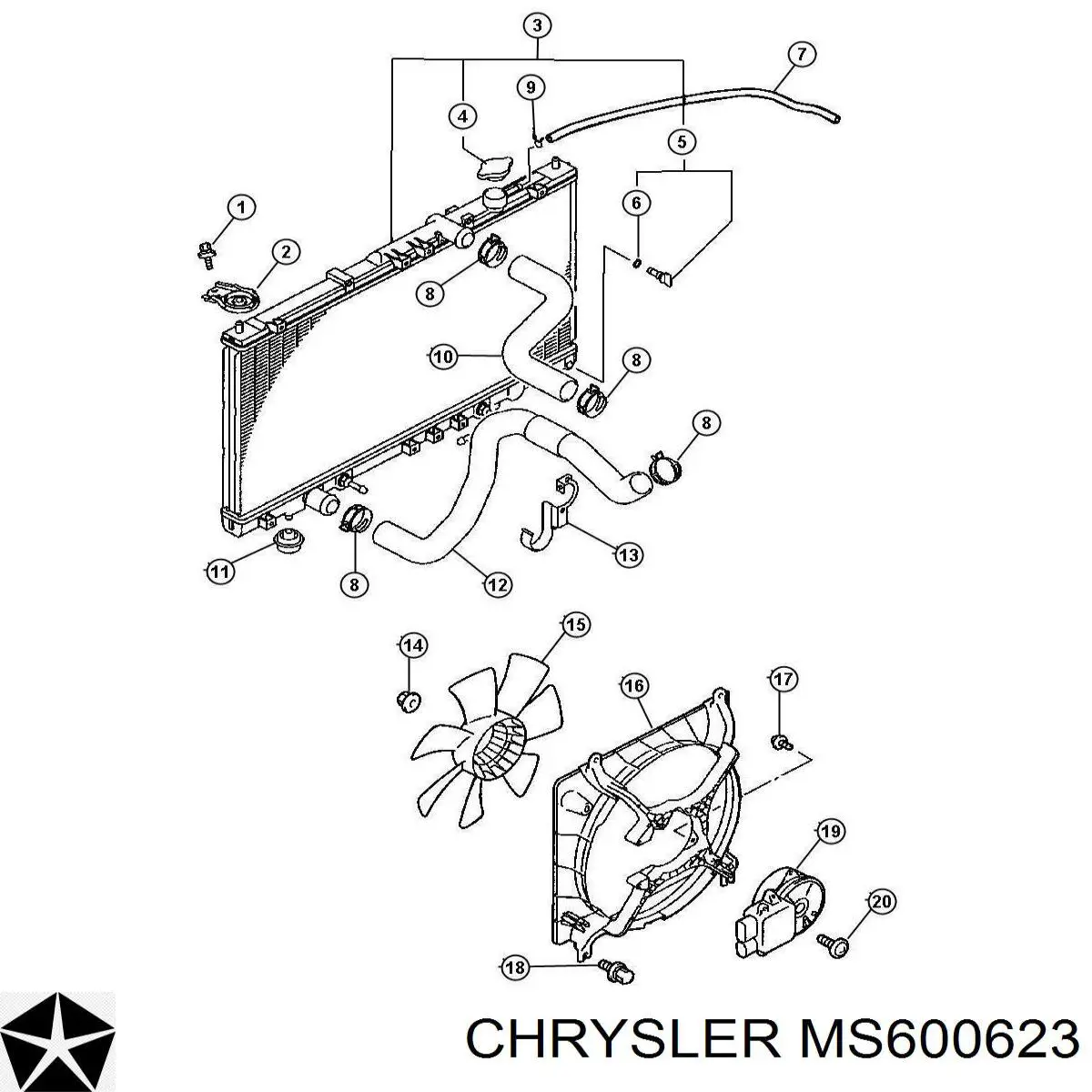 MS600623 Chrysler Шланг розширювального бачка, верхній