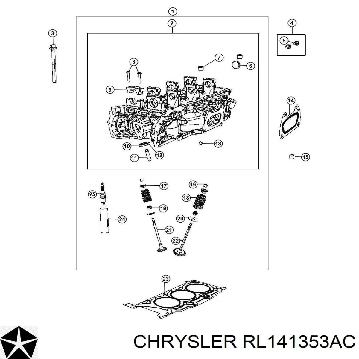 Головка блока циліндрів (ГБЦ), ліва Chrysler RL141353AC ціна, від 187.71 USD