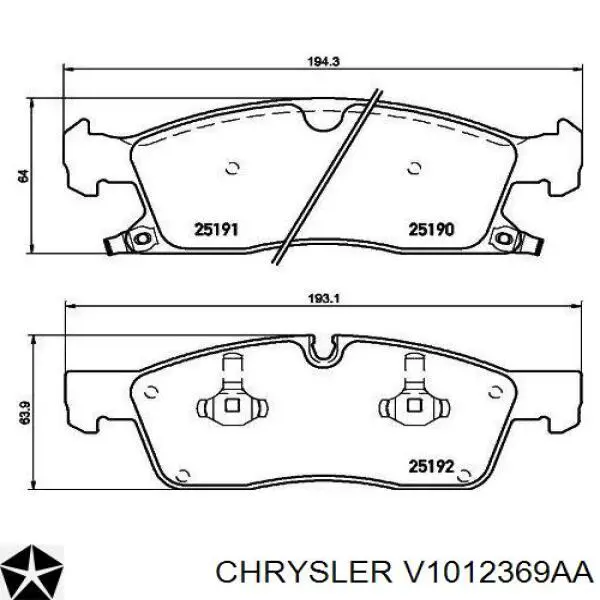 V1012369AA Chrysler колодки гальмівні передні, дискові