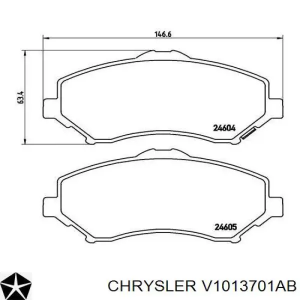 Колодки гальмівні передні, дискові V1013701AB Chrysler