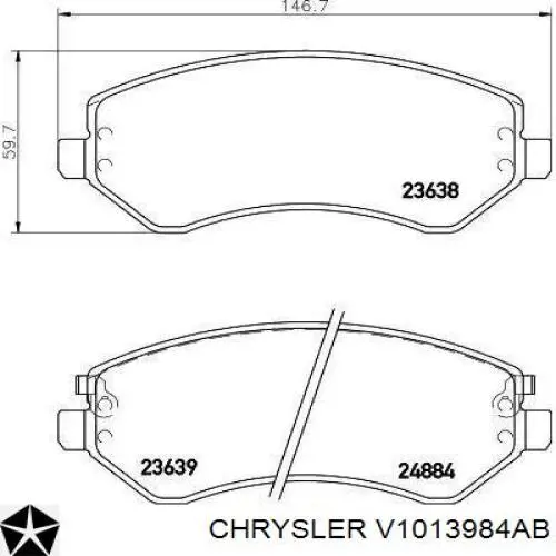 Колодки гальмівні передні, дискові V1013984AB Chrysler