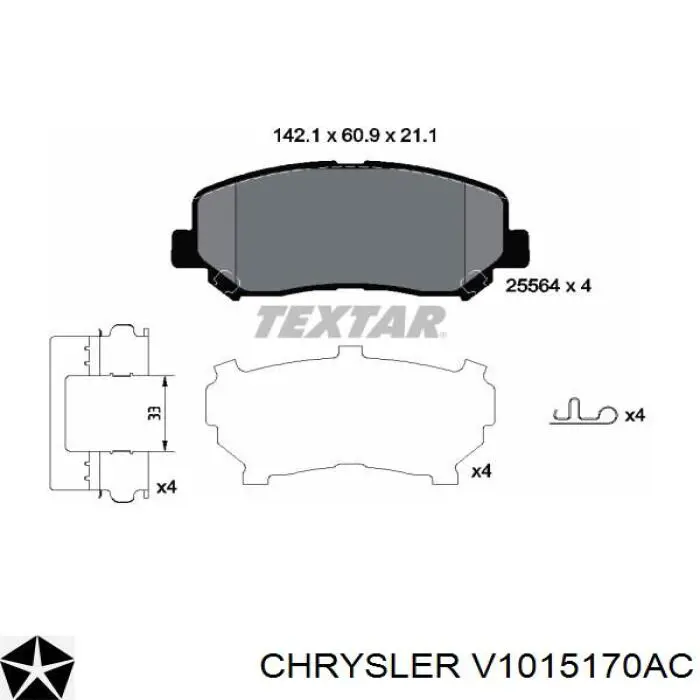 Колодки гальмівні передні, дискові V1015170AC Chrysler