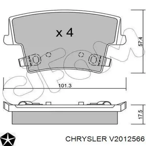 Задні гальмівні колодки Chrysler V2012566 ціна, від 39.53 USD
