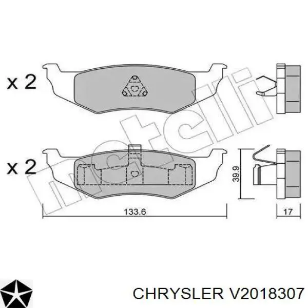V2018307 Chrysler колодки гальмові задні, дискові