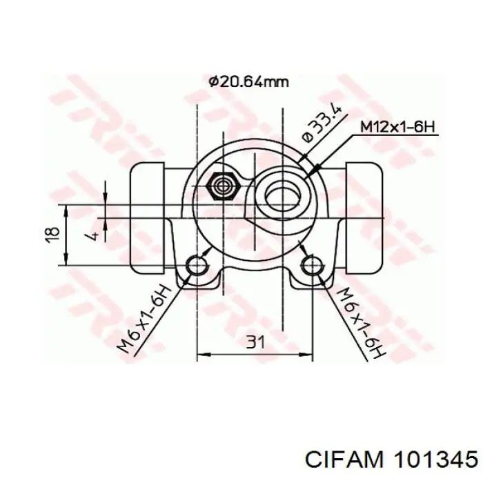 Циліндр гальмівний колісний/робочий, задній Cifam 101345 ціна, від 16.57 USD