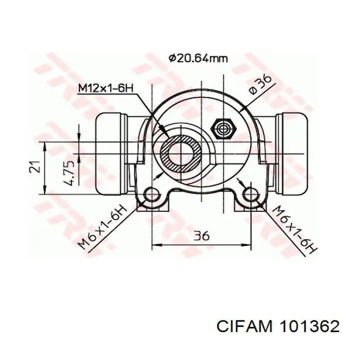 Циліндр гальмівний колісний/робітник, задній 101362 Cifam