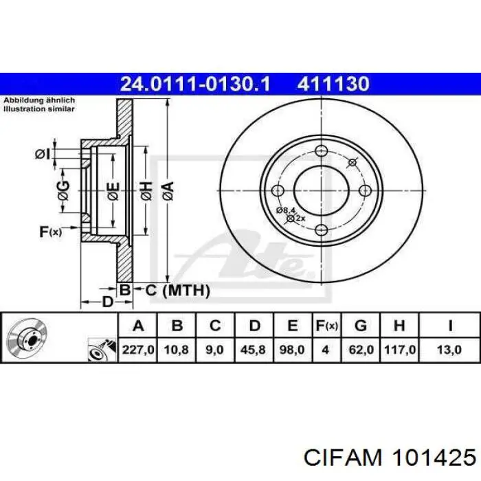 Купити 101425 Cifam Ремкомплект заднього гальмівного циліндру