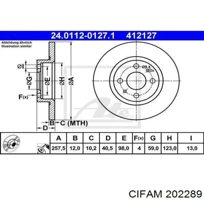 202289 Cifam Циліндр гальмівний, головний