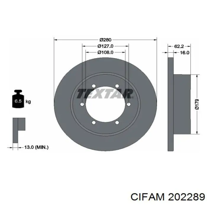 Циліндр гальмівний, головний 202289 Cifam