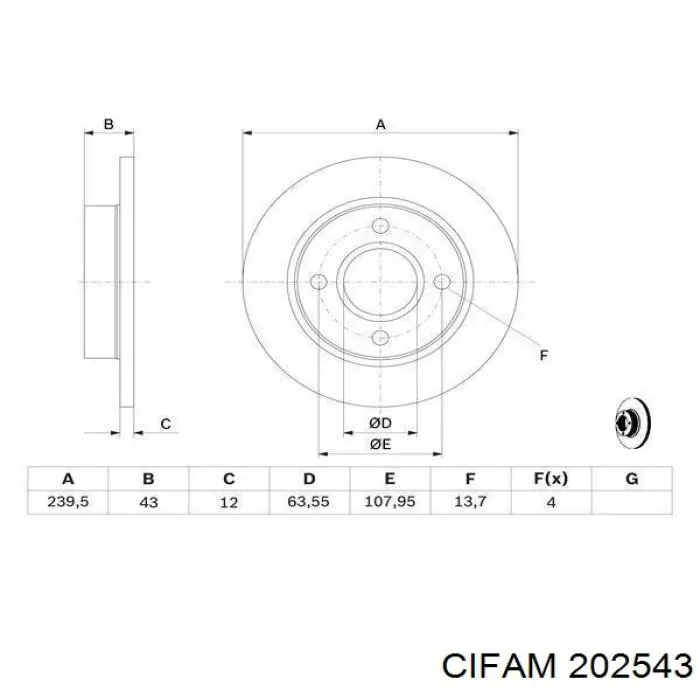 Головний гальмівний циліндр 202543 Cifam