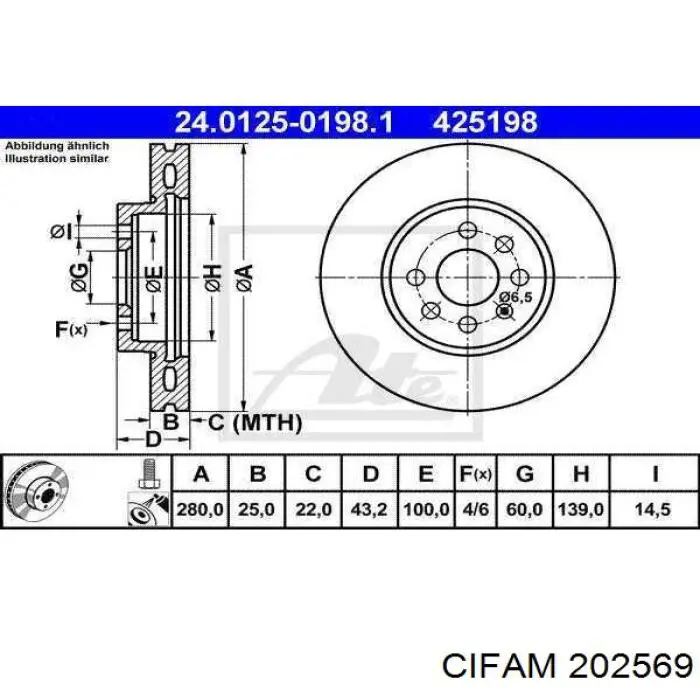 Головний гальмівний циліндр 202569 Cifam