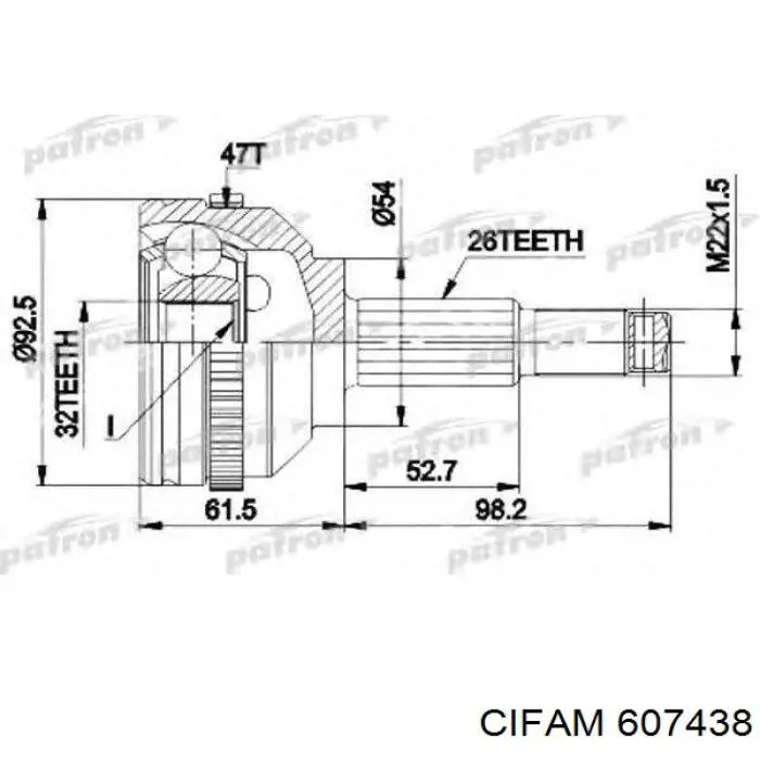 ШРУС зовнішній передній 607438 Cifam