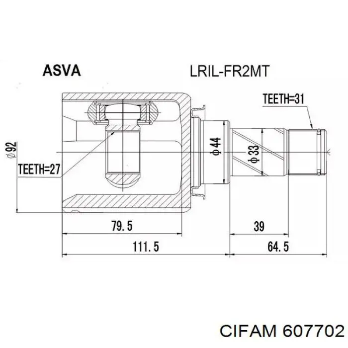 Купити 607702 Cifam Шарнір приводу зовнішній