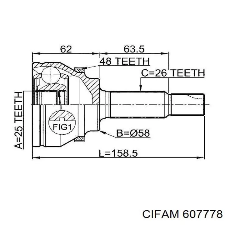 ШРУС зовнішній передній PRJ786 Protechnic
