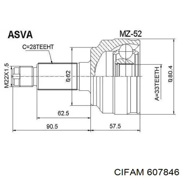 ШРУС зовнішній передній, правий Cifam 607846 ціна, від 38.40 USD