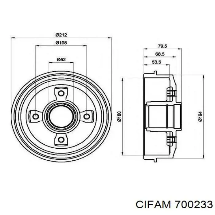 Барабан гальмівний задній Cifam 700233 ціна, від 30.65 USD