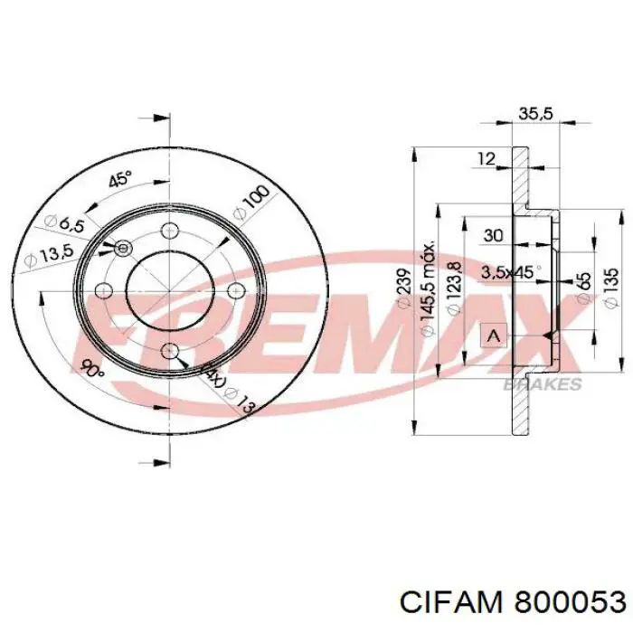 Гальмівні диски передні 800053 Cifam