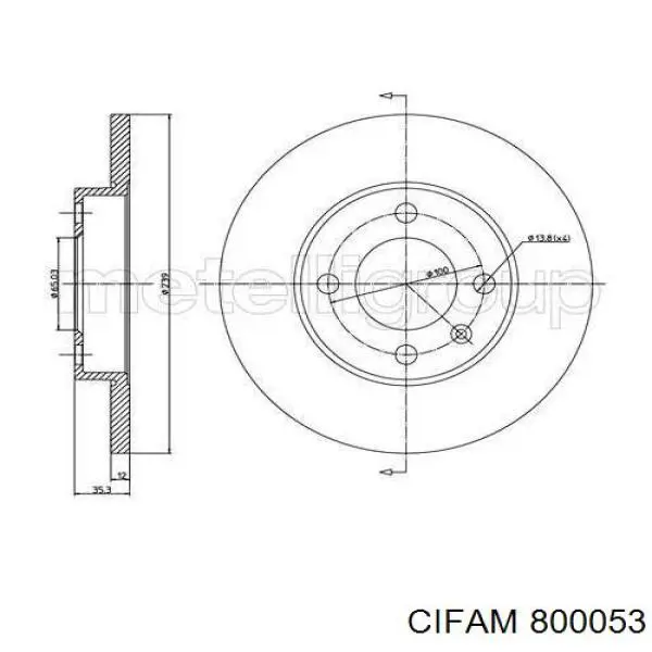 800053 Cifam диск гальмівний передній