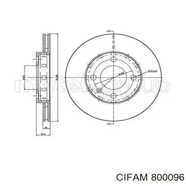 Диск гальмівний передній Cifam 800096