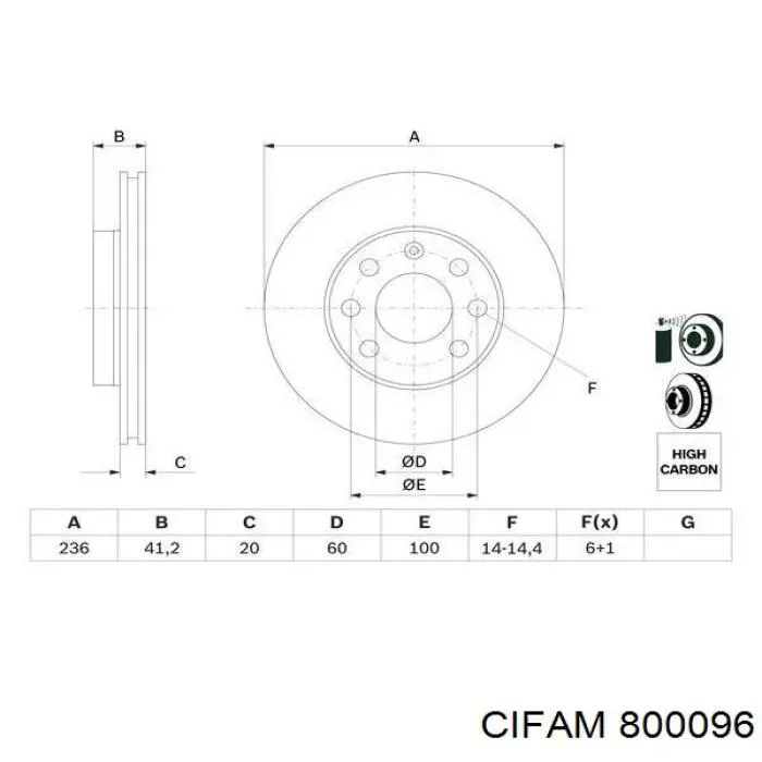 800096 Cifam Гальмо дискове переднє