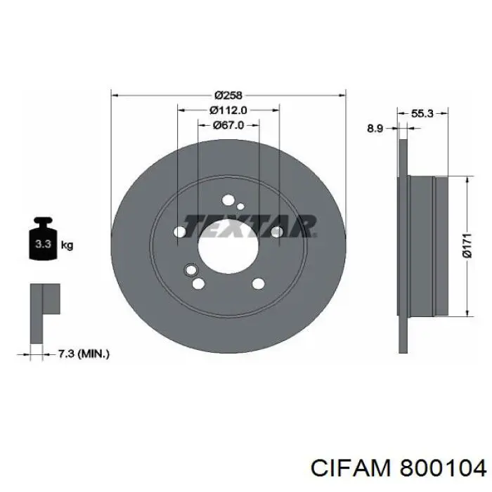 800104 Cifam диск гальмівний задній