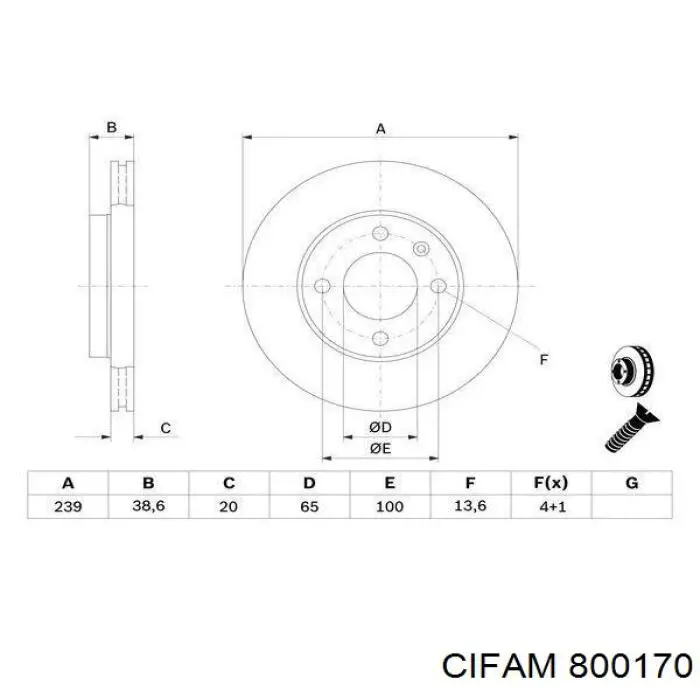 Диск переднього гальма Cifam 800170 ціна, від 21.66 USD