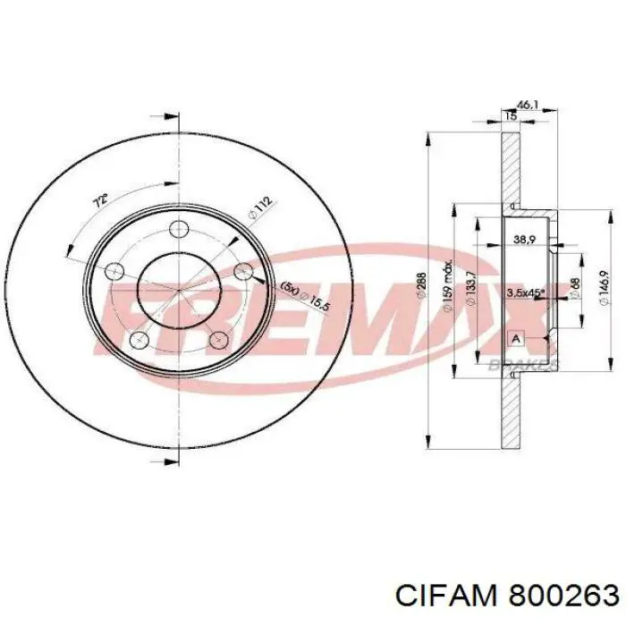 Диск переднього гальма Cifam 800263 ціна, від 33.32 USD