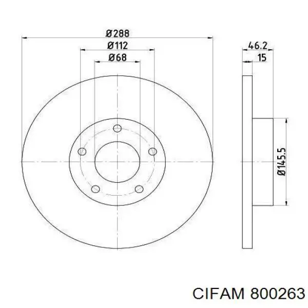 Диск гальмівний передній Cifam 800263