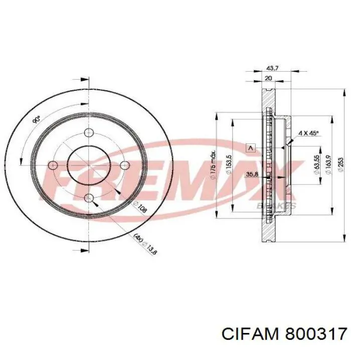 Купити 800317 Cifam Диск заднього гальма