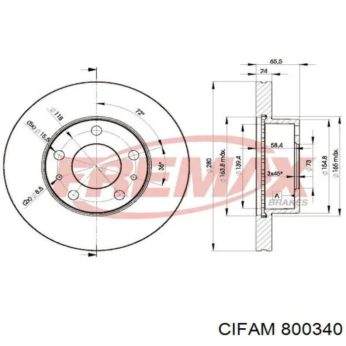 Диск переднього гальма Cifam 800340 ціна, від 36.56 USD