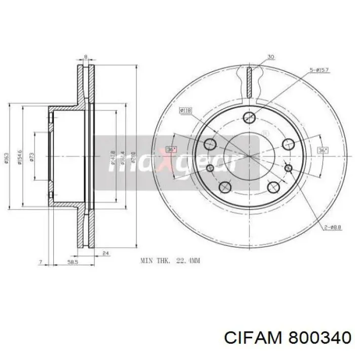 Гальмівні диски передні 800340 Cifam