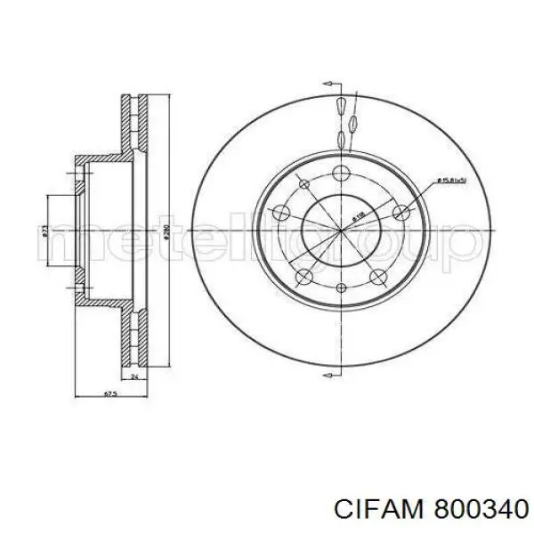 800340 Cifam диск гальмівний передній