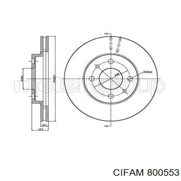 Диск гальмівний передній 800553 Cifam