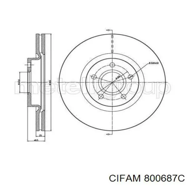 800687C Cifam диск гальмівний передній