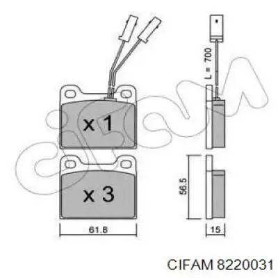 Гальмівні колодки Cifam 8220031 ціна, від 6.89 USD