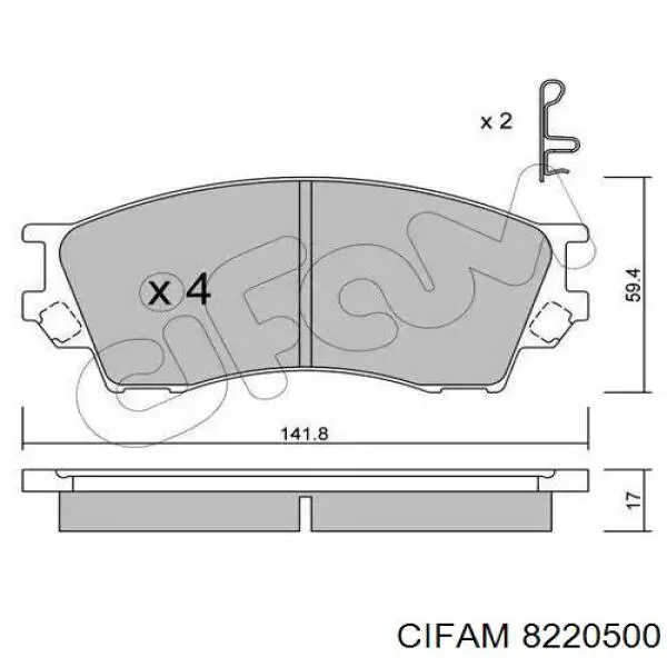 Купити 8220500 Cifam Колодки гальмівні передні, дискові
