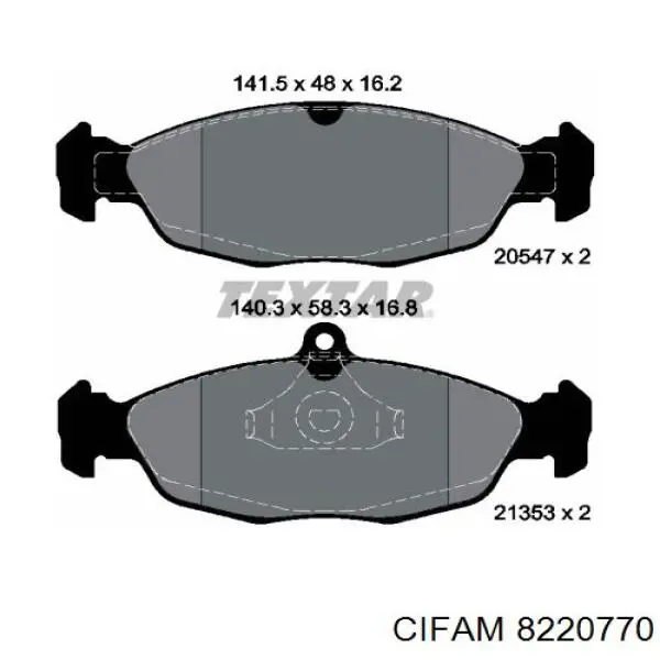 8220770 Cifam колодки гальмівні передні, дискові