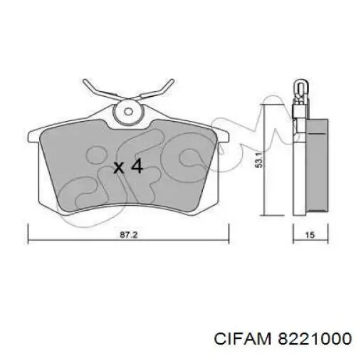 Задні гальмівні колодки Cifam 8221000 ціна, від 13.35 USD