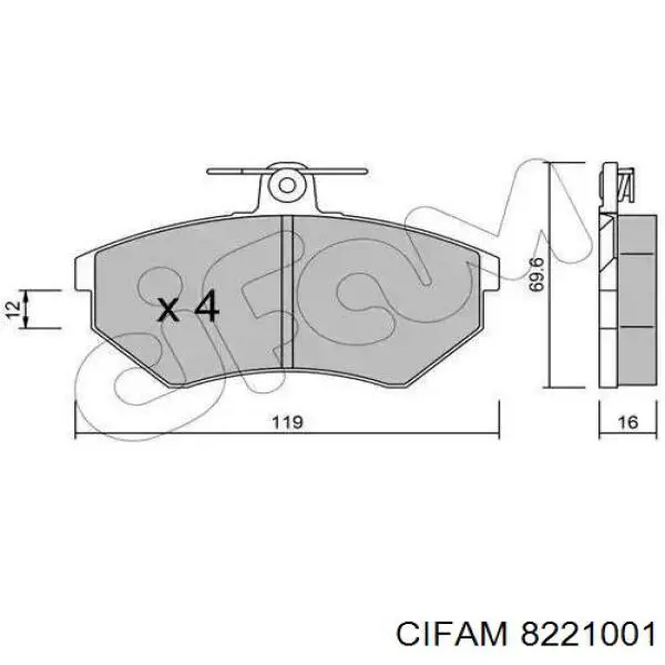Задні дискові колодки Cifam 8221001