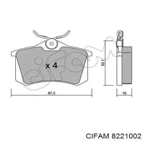 Задні гальмівні колодки Cifam 8221002 ціна, від 15.47 USD