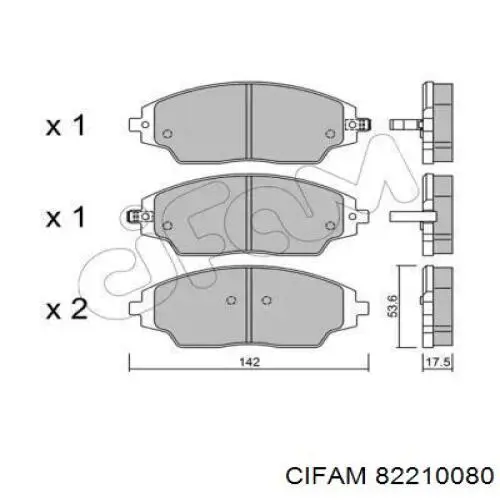 Купити 82210080 Cifam Колодки гальмівні передні, дискові