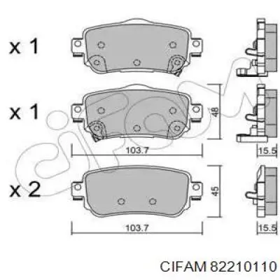 Задні гальмівні колодки Cifam 82210110 ціна, від 23.11 USD
