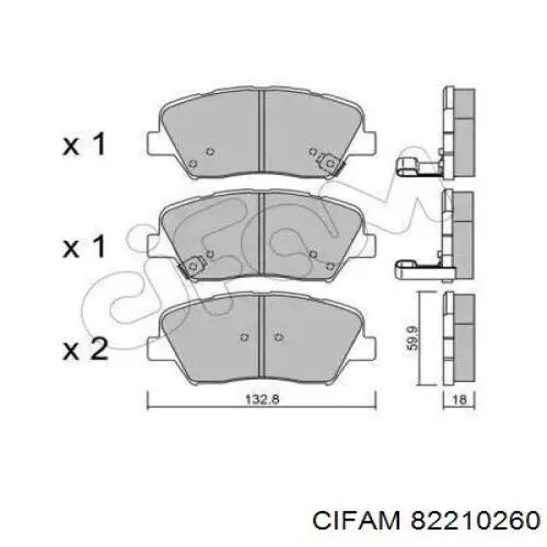 82210260 Cifam Передні гальмівні колодки
