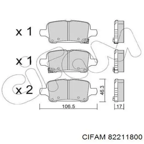 Купити 82211800 Cifam Задні колодки